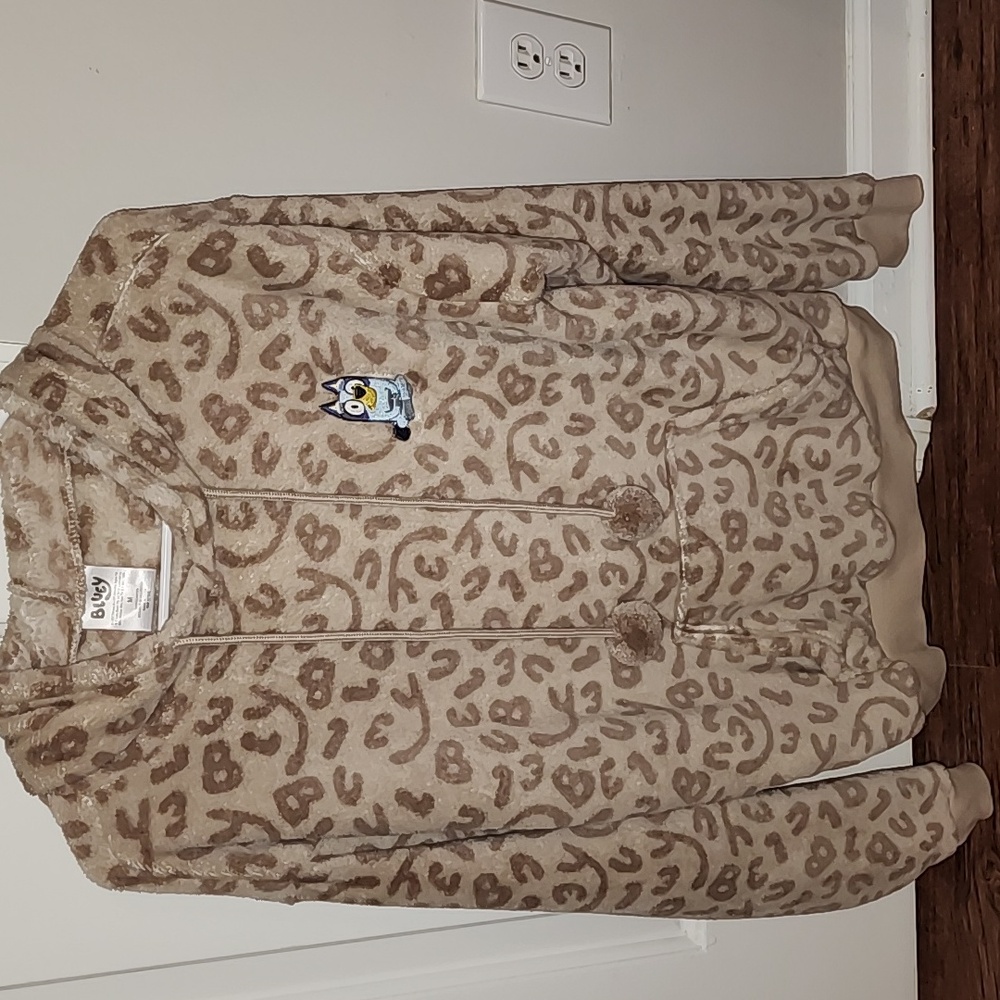 Leopard Print Fleece Hoodie Size M - Picture 2 of 11